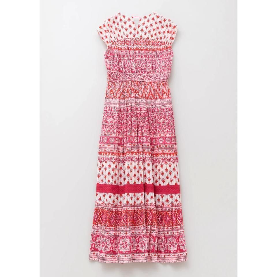 JI FU　sara mallika　DRESS アンダードレス付 SARA MALLIKA/サラマリカ】RAYON JQD STR PRINT KAFTAN：ワンピ