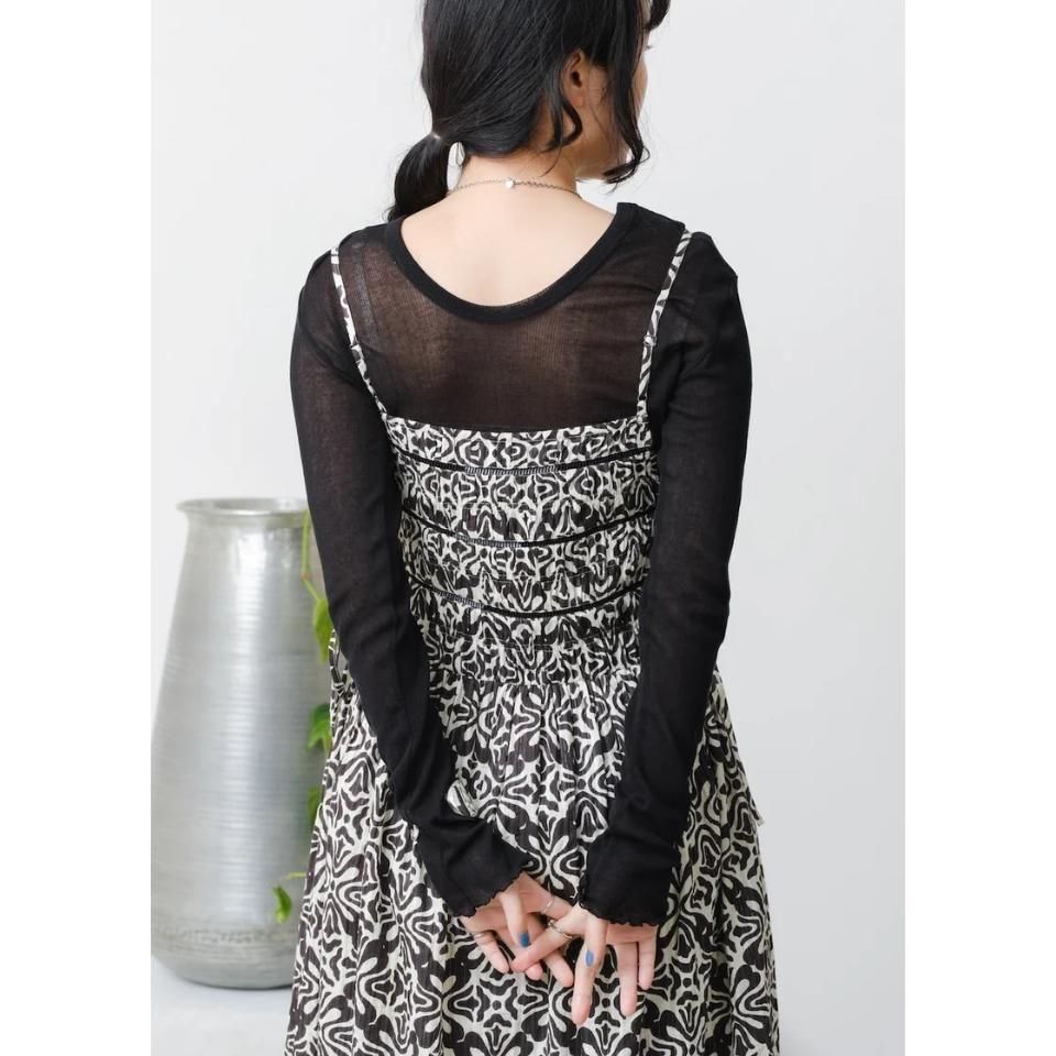 Sara mallika - Cotton Lurex Ripple Print Cami Dress