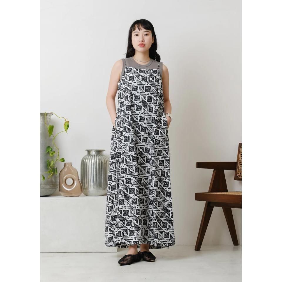 Sara mallika ワンピース Cotton Poplin Print Dress 020551SM1 Sara mallika - Cotton Poplin Print Cami Dress（020551SM1