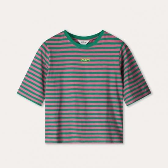 POM - TSHIRT Striped Pink GreenSP9063