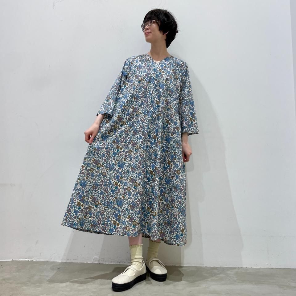 SARAHWEAR - Liberty Print Vneck Flared Dress（C71273） - Sheth