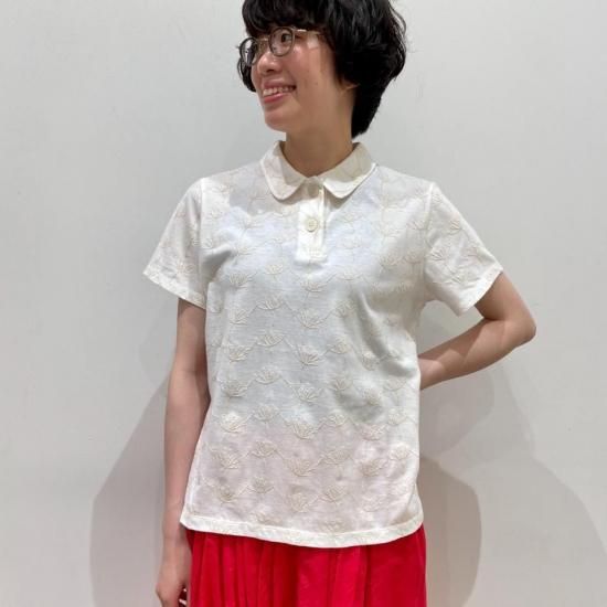 SARAHWEAR - Embroidery Jersey Round Collar Shirt(C91394)