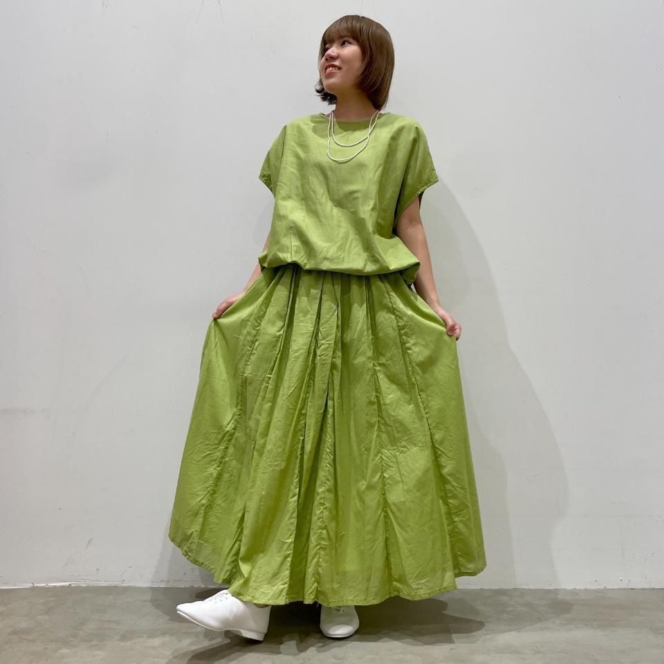 ina - 天日干し風ビンテージワッシャー 裾紐つきフレンチスリーブブラウス(252126)