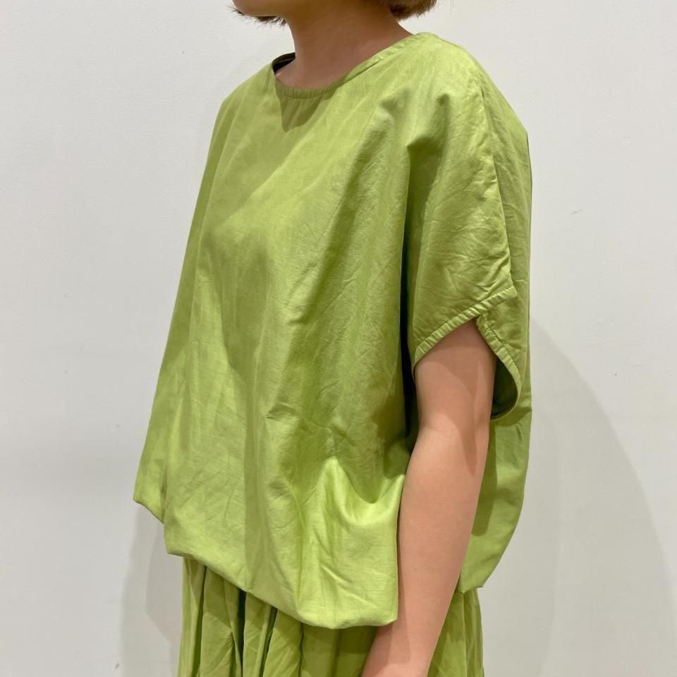 ina - 天日干し風ビンテージワッシャー 裾紐つきフレンチスリーブブラウス(252126)