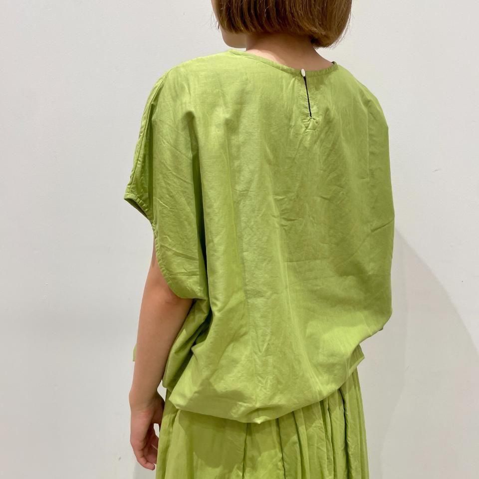 ina - 天日干し風ビンテージワッシャー 裾紐つきフレンチスリーブブラウス(252126)