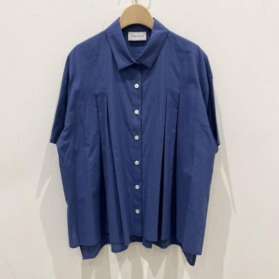 【 フォグリネンウォーク 】 リトアニア製　青　ストライプ　ノーカラー　シャツ GLOBAL WORK グローバルワーク L メンズ オックスフォードシャツ