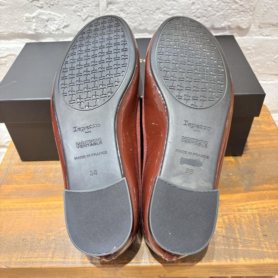 美品　repetto レペット　パテントレザーフラットラバーソールシューズ 39 美品 repetto レペット パテントレザーフラットラバーソール