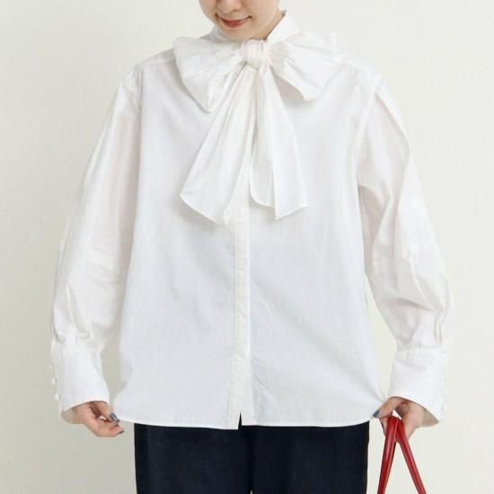 CHILD WOMAN - <Dot and Stripes>50タイプライター 切替袖 ボウタイブラウス (1101BL003252) 正規取扱品