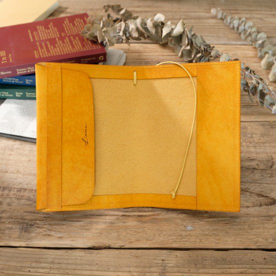 プエブロ ブックカバー / イエロー - 革コインウォレット