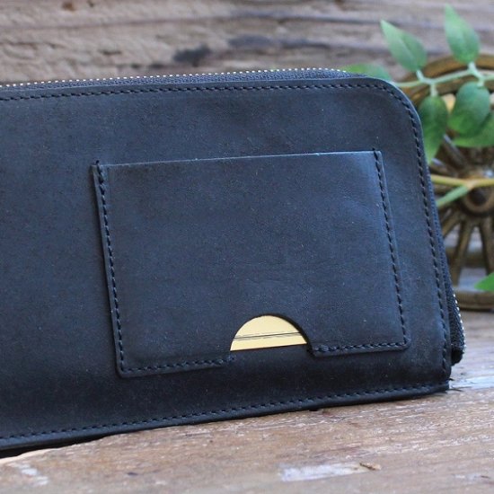 メンズファッション 財布、帽子、ファッション小物 プエブロ コンパクトウォレット / ブラック - 革コインウォレット 