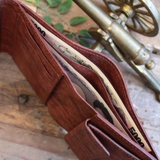 プエブロ 二つ折り財布 / ダークブラウン (左利き用) - 革コイン