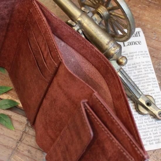 プエブロ 二つ折り財布 / ダークブラウン (左利き用) - 革コイン