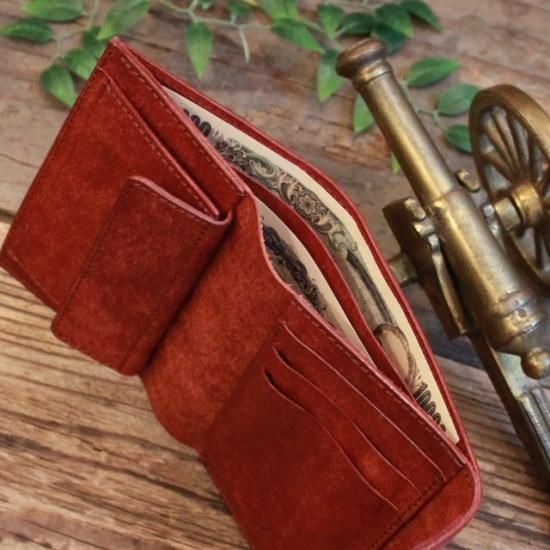 プエブロ 二つ折り財布 / ブリックレッド (右利き用) - 革コイン