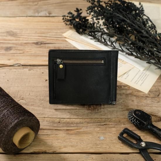 マネークリップ / ブラック - 革コインウォレット、バッグ等の