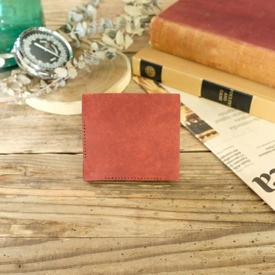 【新品未使用】LITSTAリティスタ　ウォレット　ブリックレッド プエブロ 二つ折り財布 / ブリックレッド (左利き用) - 革コイン