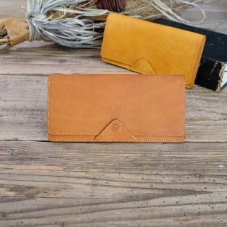 【アウトレット 30%OFF】プエブロ　ジャバラ長財布 / イエロー #121 展示見本・経年変化あり・背面に金具跡の商品画像