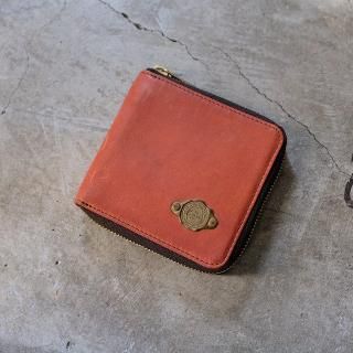 【アウトレット 50%OFF】ワックスレザー　ラウンド二つ折り財布 / サンレッド #320 店頭展示・キズあり・エイジングありの商品画像