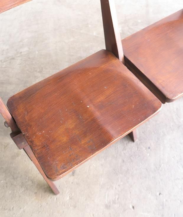 関東一部限定●　アンティーク　ベンチ　教会　店舗什器　撮影　映画 シネマベンチ 4シーター[LY] - Antiques & Repair eel