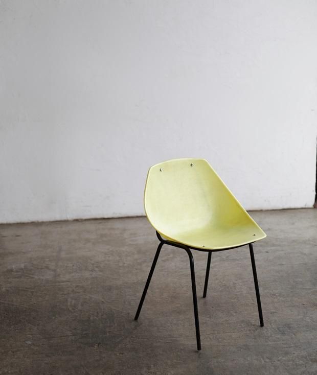 gon　Guariche チェア　ピエールガーリッシュ　コルビュジェ PRICE/ASK］Tonneau Chair-Wood Leg-Green Seat /
