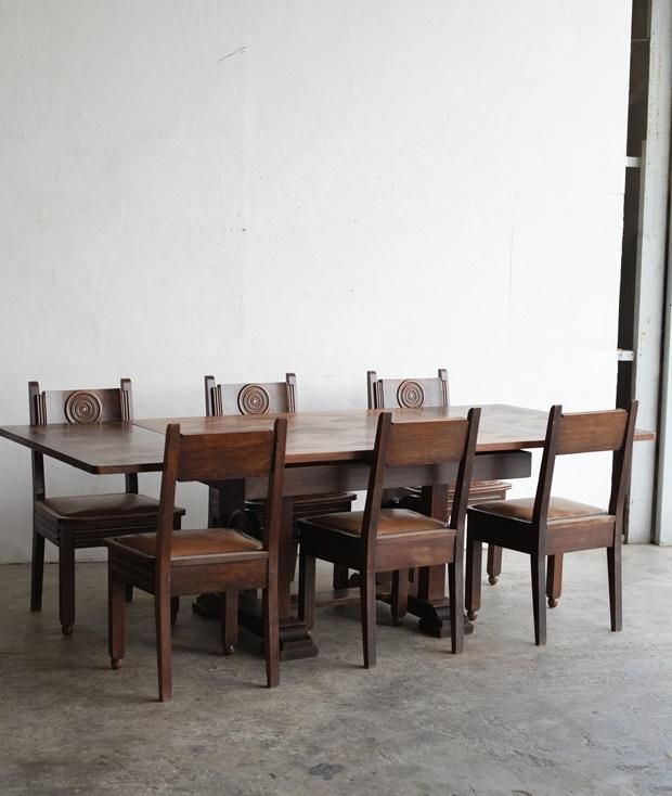 フランス ビンテージ Charles Dudouyt チェア 北欧 Charles Dudouyt Dining Chairs - Set of 6 - Orange Furniture