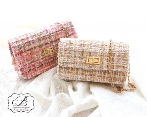 ツイード Miniチェーンバッグ ブラック ベージュ ピンク カルトナージュ バッグ材料shop Boutique De Beige