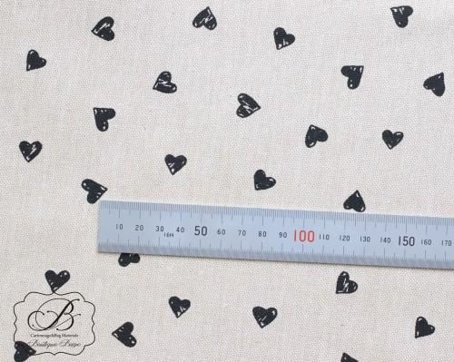 フランス製 ハート柄 生地 - カルトナージュ、バッグ材料shop