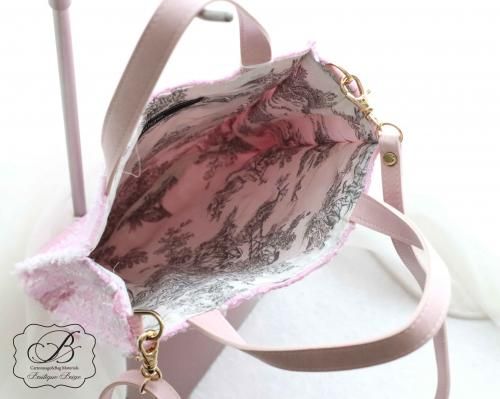 Sac d'école ツイード スクエアショルダーバッグ PINK