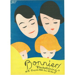 スウェーデンの古い雑誌表紙(アンティークプリント) Bonniers 1924-4-12 Nr15 031