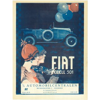 スウェーデンの古い雑誌広告(アンティークプリント) FIAT MODELL501 034