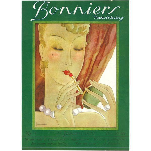 スウェーデンの古い雑誌表紙 Bonniers 1929-1-27 Nr5 048(アンティークプリント)