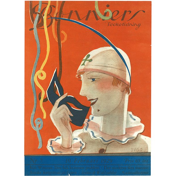 スウェーデンの古い雑誌表紙 Bonniers 1929-2-10 Nr7 050(アンティークプリント)