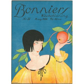 スウェーデンの古い雑誌表紙 Bonniers 1924-8-16 Nr33 053(アンティークプリント)