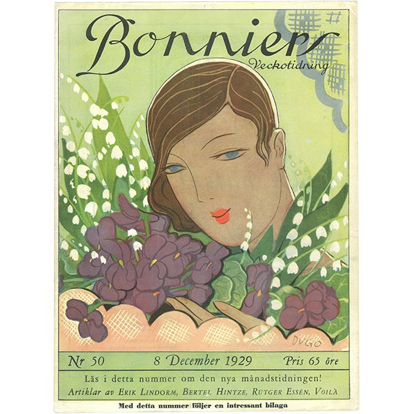スウェーデンの古い雑誌表紙 Bonniers 1929-12-8 Nr50 055(アンティークプリント)
