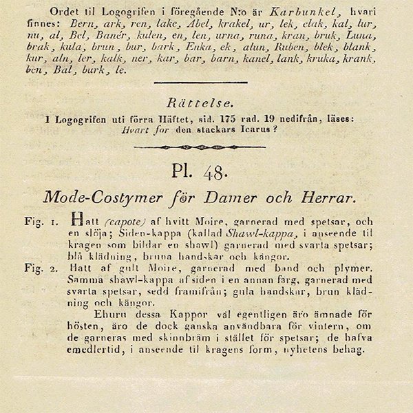 ファッションプレート 1830年代スウェーデン Pl.48 021(アンティークプリント)
