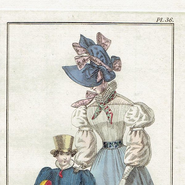 ファッションプレート 1820年代スウェーデン Pl.36 023(アンティークプリント)- アンティークプリント   ヴィンテージプリントなどの古いプリント・古い紙もの専門店 コンフィーデザイン