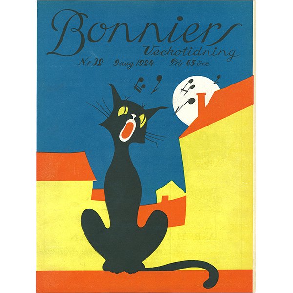 スウェーデンの古い雑誌表紙 Bonniers 1924-8-9 Nr32 060(ヴィンテージプリント)