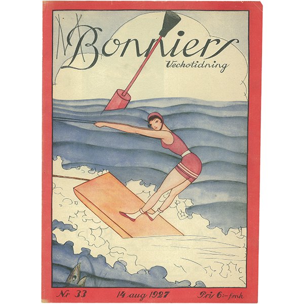 スウェーデンの古い雑誌表紙 Bonniers 1927-8-14 Nr33 065(ヴィンテージプリント)