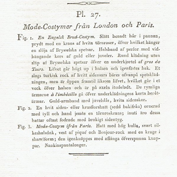 ファッションプレート 1830年代スウェーデン Pl.27 026(アンティークプリント)