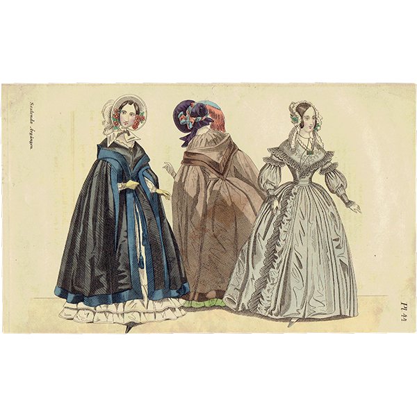 ファッションプレート 1840年代スウェーデン Pl.44 046(アンティークプリント)- アンティークプリント u0026  ヴィンテージプリントなどの古いプリント・古い紙もの専門店 コンフィーデザイン