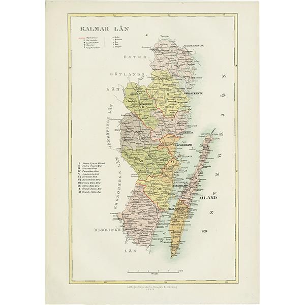 スウェーデンのアンティークマップ（古地図） カルマル 003