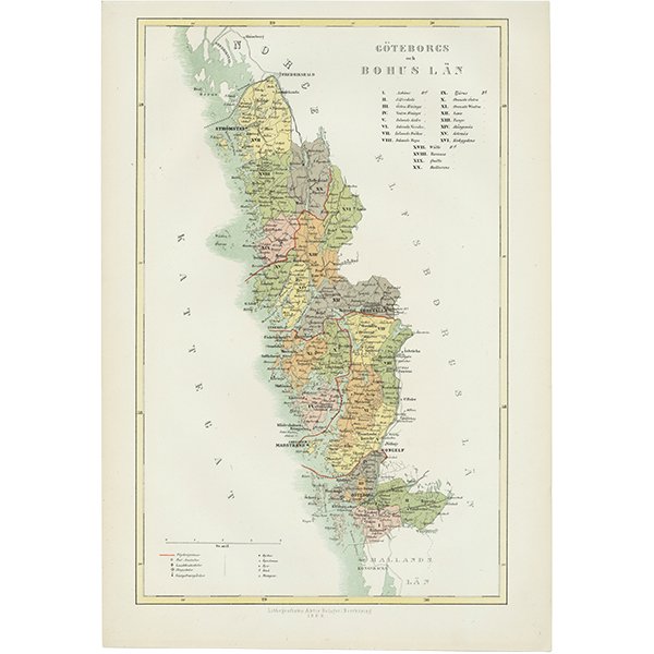 スウェーデンのアンティークマップ（古地図） göteborgs -och bohusläns 004