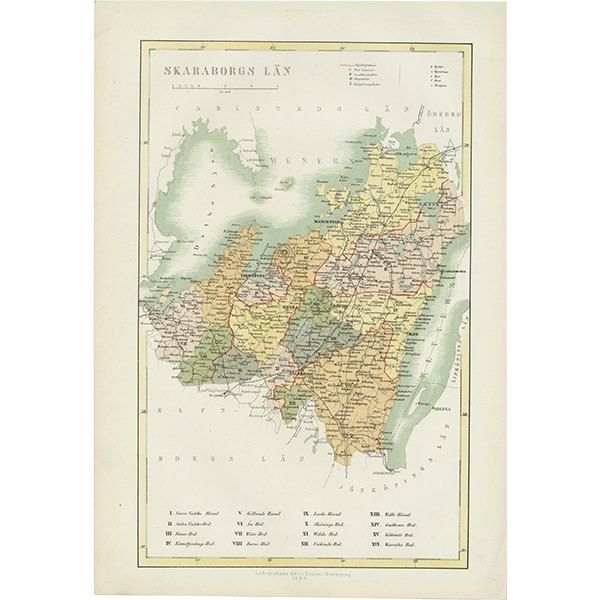 スウェーデンのアンティークマップ（古地図）Skaraborg Län 006