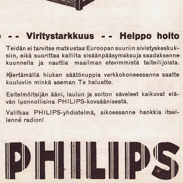フィンランドのヴィンテージ雑誌「KOTILIESI」より PHILIPS広告  0094