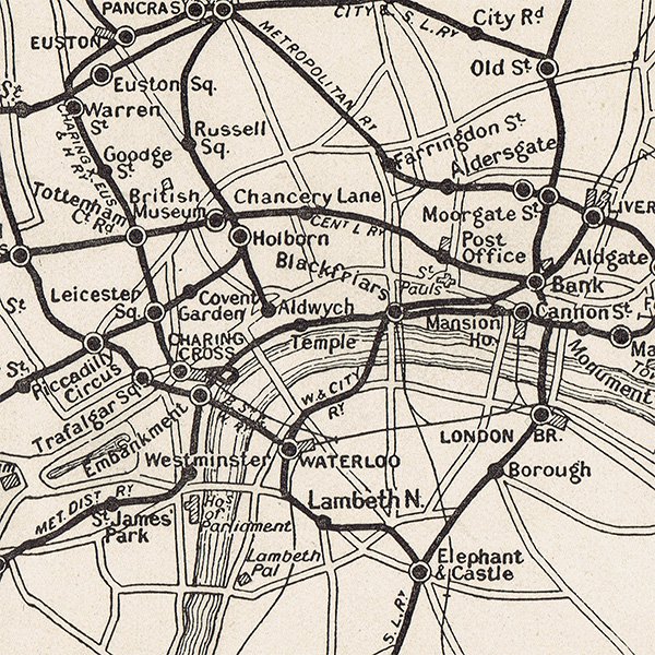 ロンドン アンティーク電車マップ　地図009