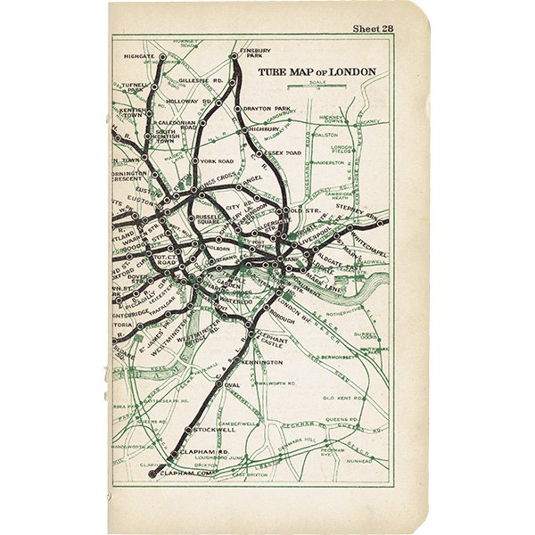 ロンドン チューブ（地下鉄）アンティークマップ　地図012