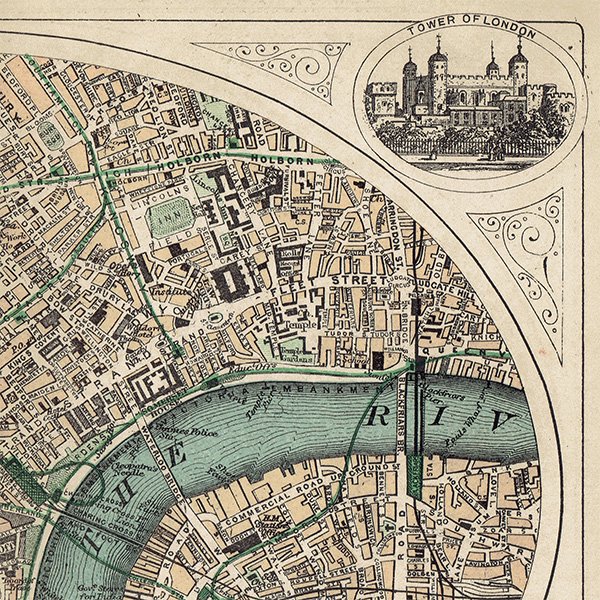 ロンドン 鉄道アンティークマップ　地図014