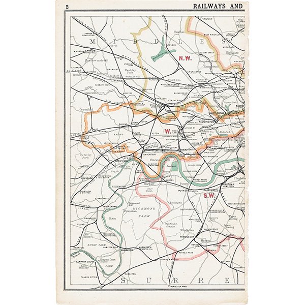 ロンドン 鉄道＆郵便アンティークマップ　地図015