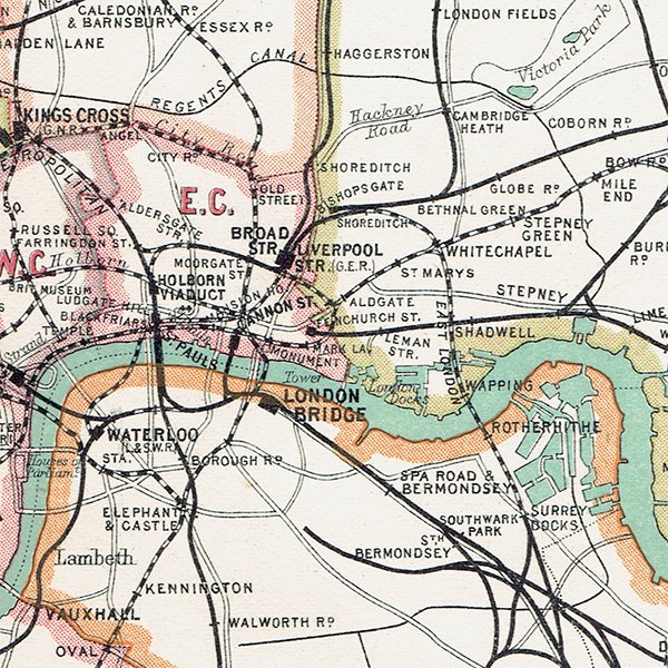 ロンドン 鉄道＆郵便アンティークマップ　地図015
