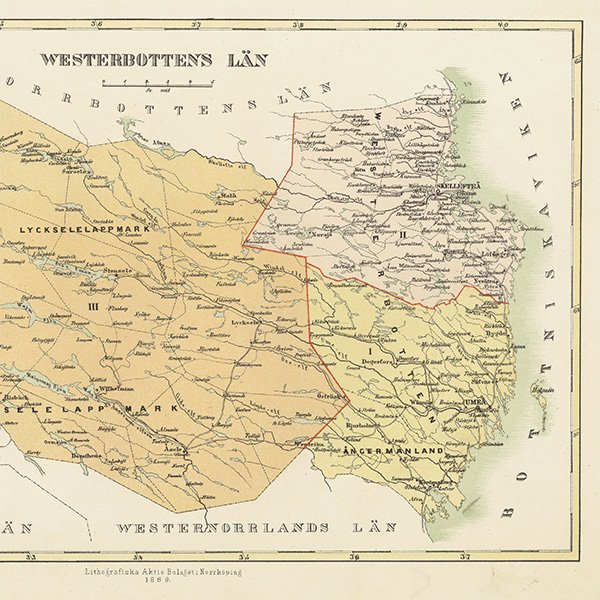 スウェーデンのアンティークマップ（古地図）ヴェステルボッテン 016