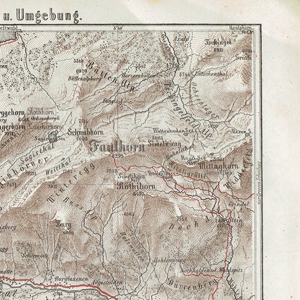 スイスのアンティークマップ ブリエンツ湖周辺（ドイツ語の古地図）022
